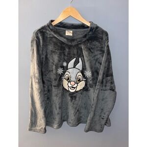 Disney 100 Thumper Bambi Grey Fleece Pajama Sleep‎ Top Womens 2X LZ439205F